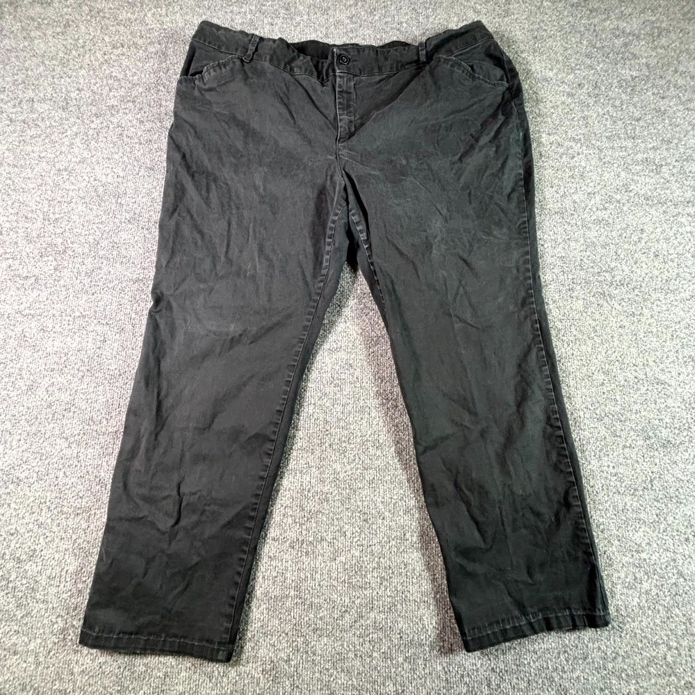 Lee Relay Effortless Khakis Pant Womens 22 Black Cotton Straight Relaxed Stretch